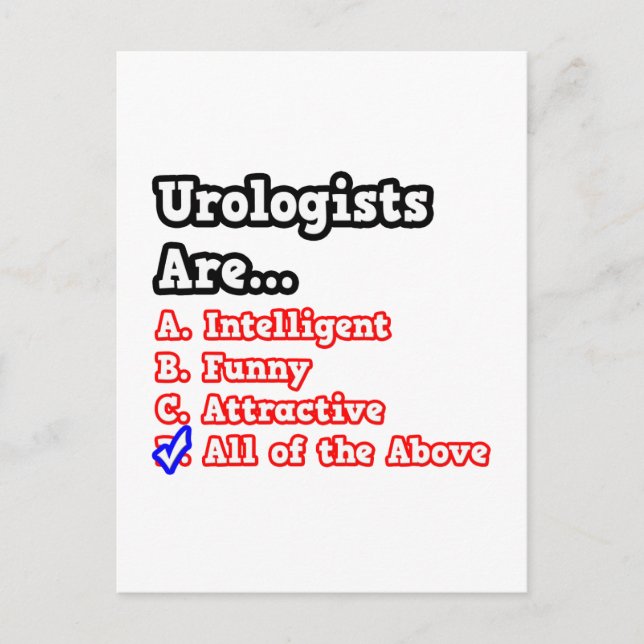 Urologist Quiz..Joke Vykort (Framsida)