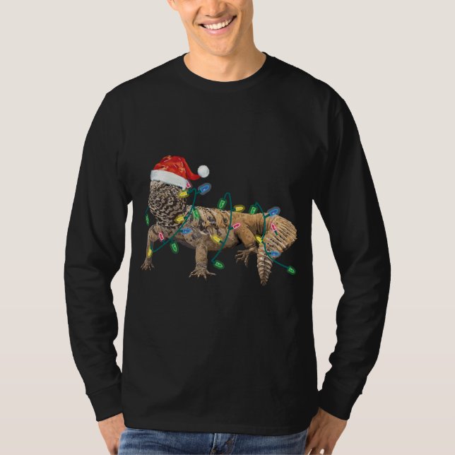 Uromastyx jul Ljus Santa Hat Dabb Lizard M T Shirt (Framsida)