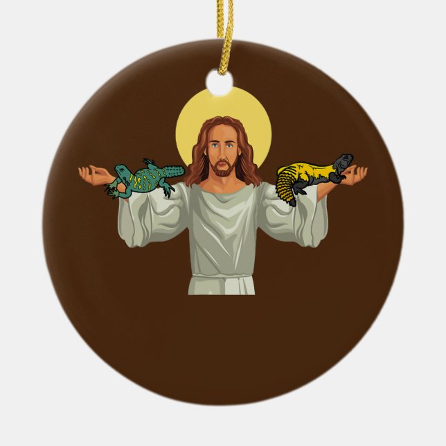 Uromastyx Reptile Spiny Lizard Gecko Mamma Julgransprydnad Keramik (Framsidan)