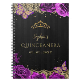 Urple Ro Black Guld Snöre Quinceañera Guestbook Anteckningsbok
