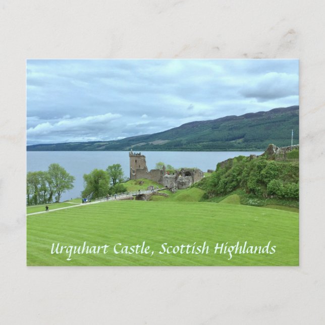 Urquhart Castle förbiser Loch Ness i Highlands Vykort (Framsida)
