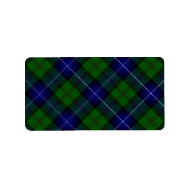 Urquhart tartan blue grönt plaid adressetikett (Framsidan)