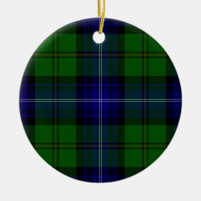 Urquhart tartan blue grönt plaid julgransprydnad keramik (Framsidan)