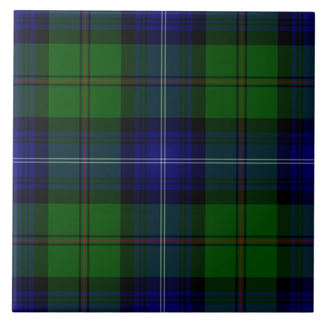 Urquhart tartan blue grönt plaid kakelplatta (Framsidan)