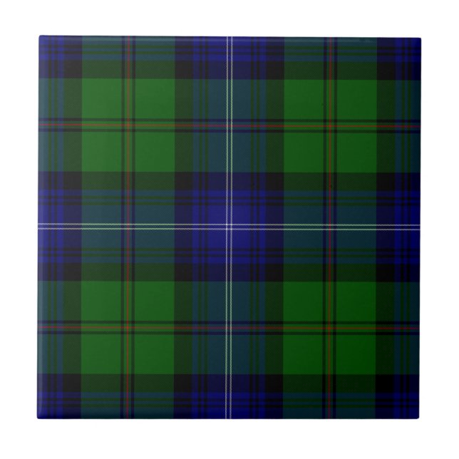 Urquhart tartan blue grönt plaid kakelplatta (Framsidan)