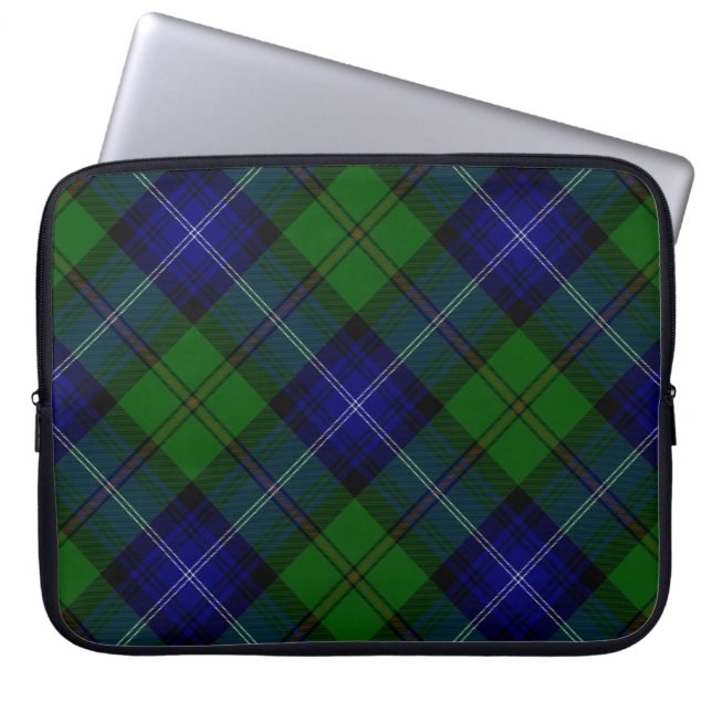 Urquhart tartan blue grönt plaid laptop sleeve (Framsidan)