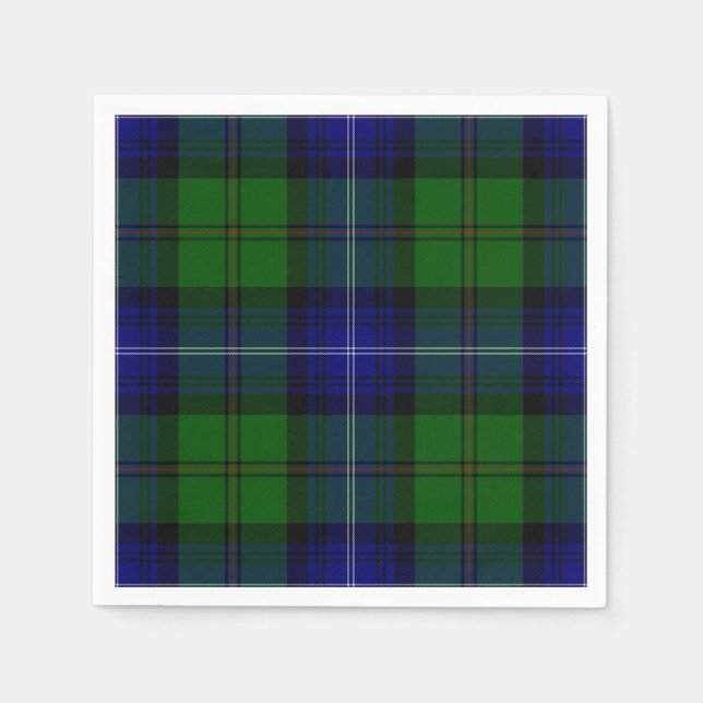 Urquhart tartan blue grönt plaid pappersservett (Framsidan)
