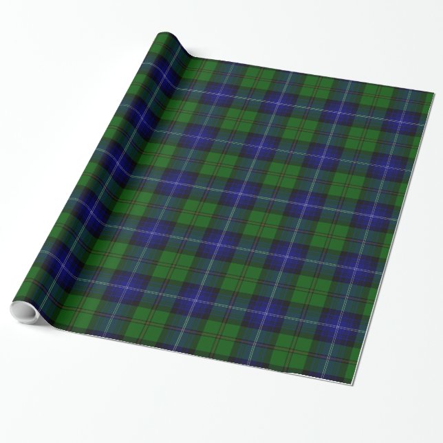 Urquhart tartan blue grönt plaid presentpapper (Utrullad)