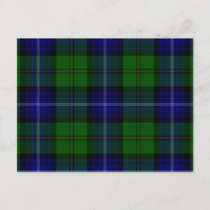 Urquhart tartan blue grönt plaid vykort
