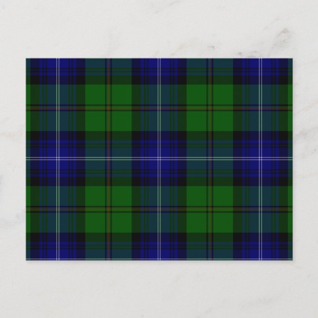 Urquhart tartan blue grönt plaid vykort (Framsida)