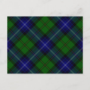 Urquhart tartan blue grönt plaid vykort
