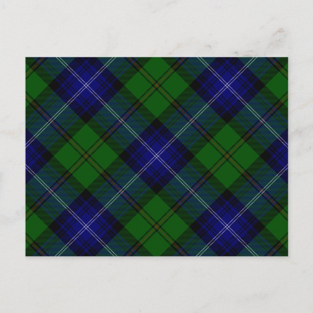 Urquhart tartan blue grönt plaid vykort (Framsida)