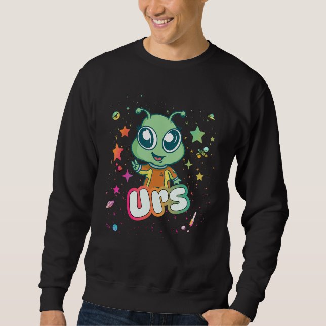 URS - Cute Boy Namn med söt Alien Lång Ärmad Tröja (Framsida)