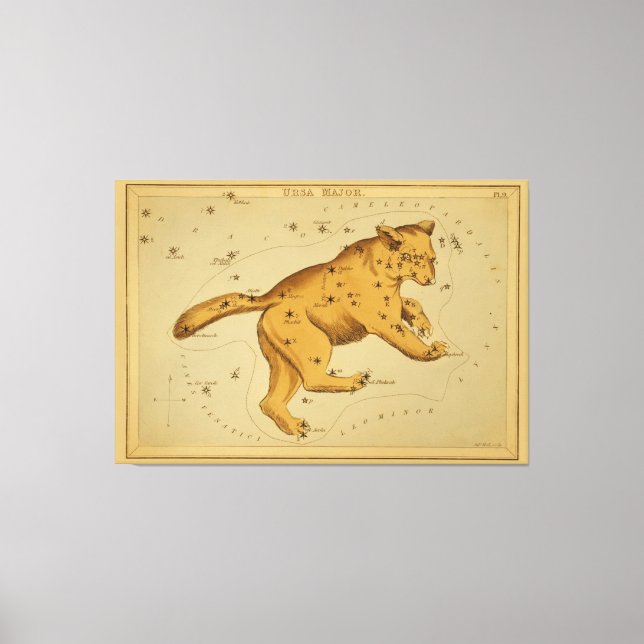 Ursa Major - Vintagens astronomiska stjärndiagram Canvastryck (Framsida)