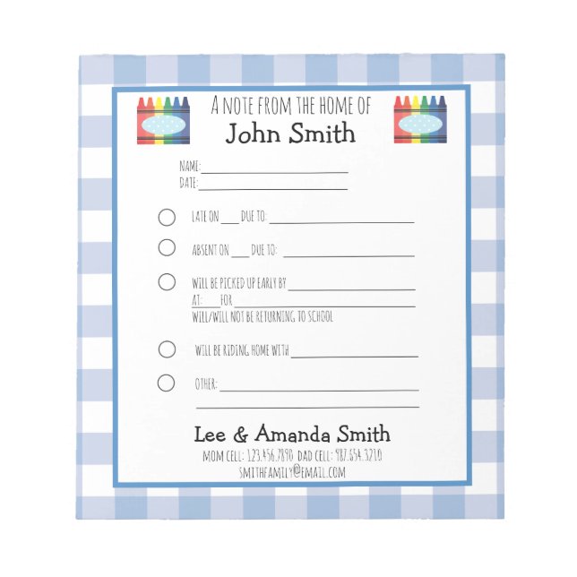 Ursäkta för primär Crayon School-anteckning Anteckningsblock (Framsida)