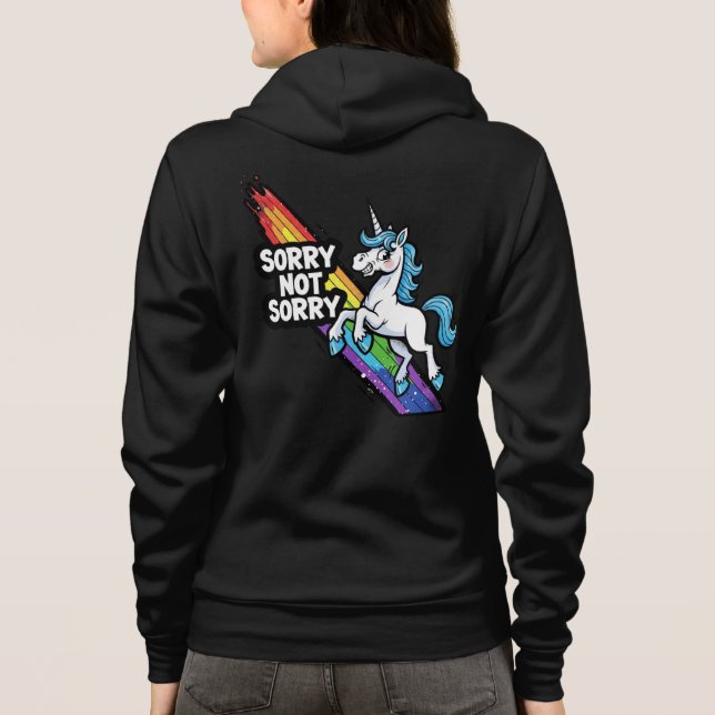 Ursäkta inte Enhörning Vuxen Dragkedja T Shirt (Baksida)