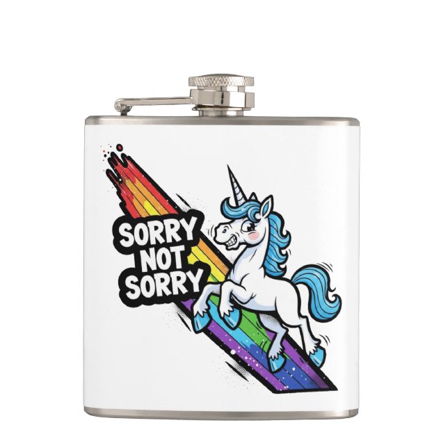 Ursäkta inte Unicorn Flask Fickplunta (Framsidan)
