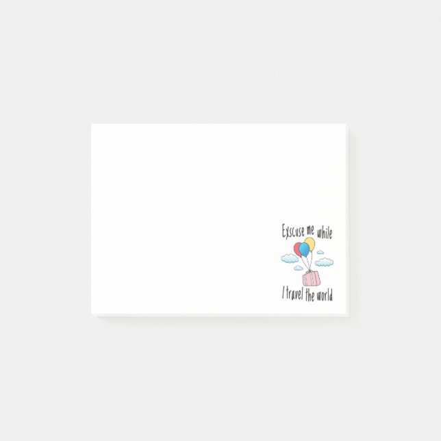 Ursäkta medan jag reser i världen post-it block (Framsida)