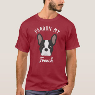 Ursäkta min Fransk Black and White Fransk Bulldog T Shirt