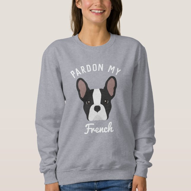 Ursäkta min Fransk Black and White Fransk Bulldog T Shirt (Framsida)