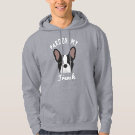 Ursäkta min Fransk Black & White Frenchie Hoodie