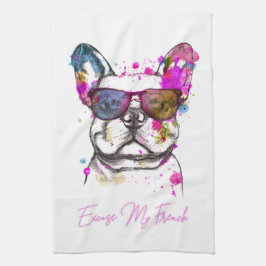 Ursäkta min Fransk Funny Fransk Bulldog Kökshandduk