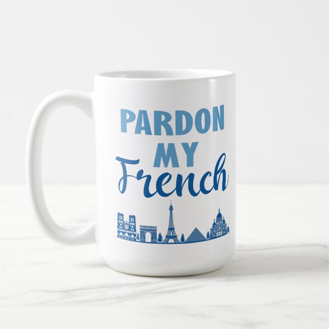 Ursäkta min Fransk - Paris Skyline Kaffemugg (Vänster)