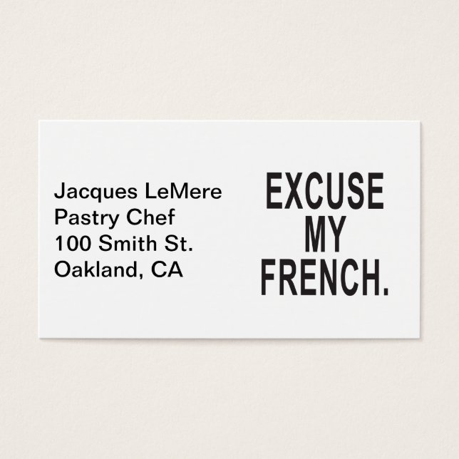 Ursäkta min Fransk Visitkort (Framsidan)