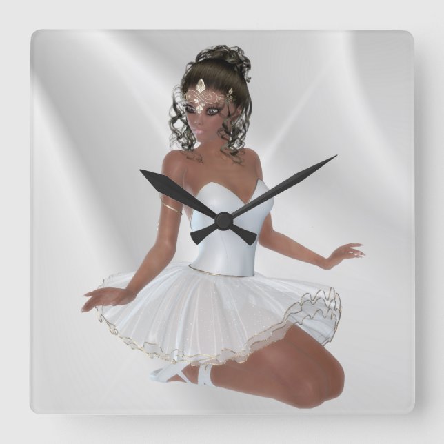 Ursnygg afrikansk amerikanBallerina Fyrkantig Klocka (Framsida)
