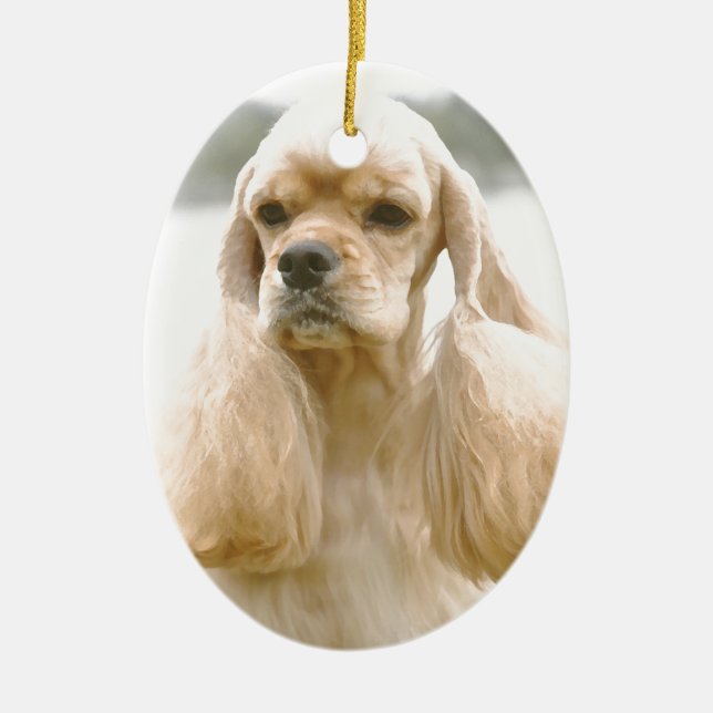 Ursnygg amerikancockerspanielSpaniel Julgransprydnad Keramik (Framsidan)