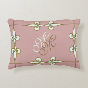 Ursnygg blom- art nouveauvintagemonogram prydnadskudde