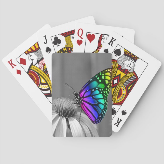 Ursnygg blom- fjäril som leker kort casinokort (Baksidan)