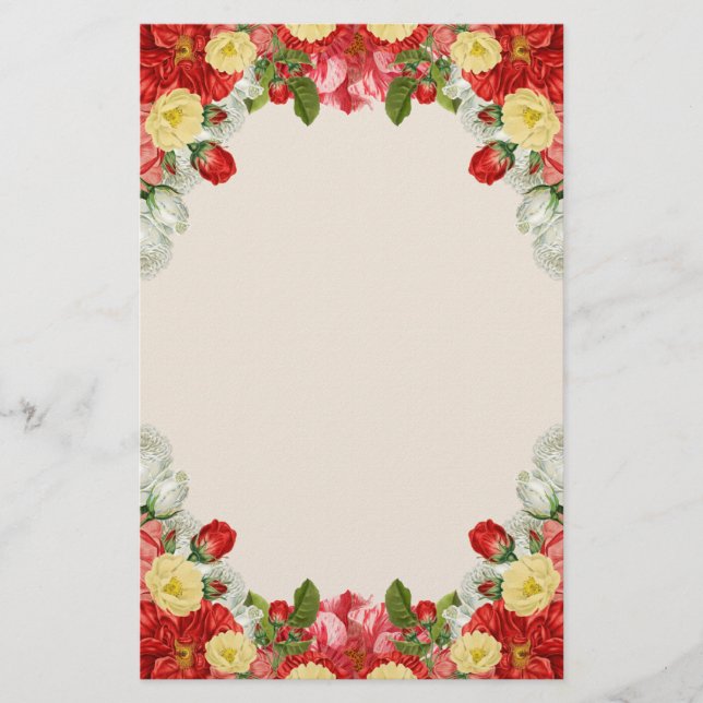 Ursnygg blommigt för trädgård för brevpapper (Framsida)