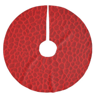 Ursnygg röd läderstruktur julgransmatta borstad polyester