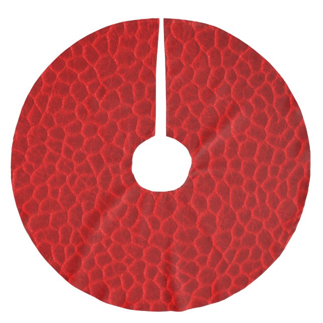 Ursnygg röd läderstruktur julgransmatta borstad polyester (Framsidan)