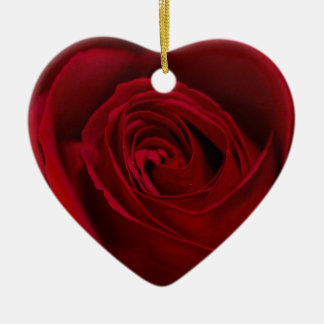 Ursnygg röd ros julgransprydnad keramik
