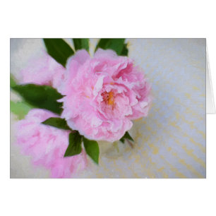 Ursnygg rosa pionmålning hälsningskort
