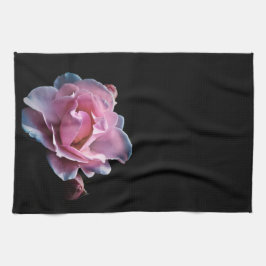 Ursnygg rosa ros på Black. Kökshandduk