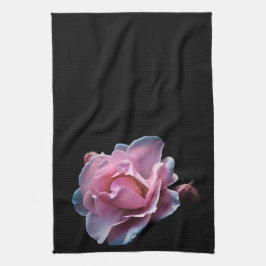 Ursnygg rosa ros på Black. Kökshandduk