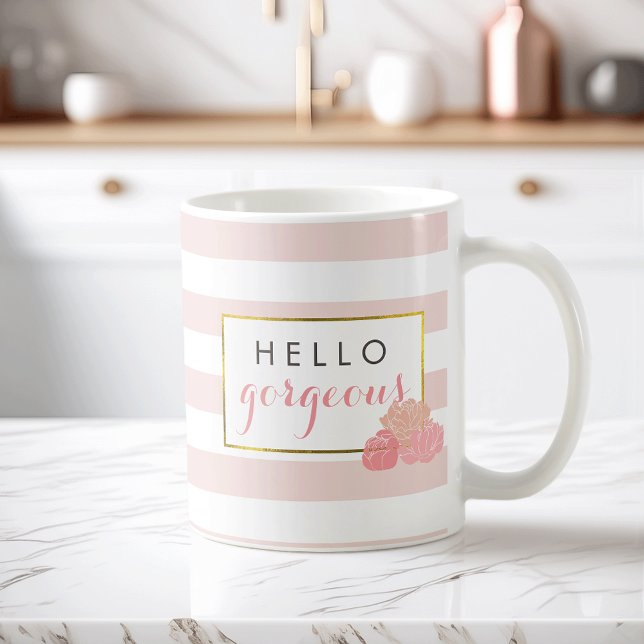 Ursnygg rosarand för hejer & rodnadpionmugg kaffemugg (Skapare uppladdad)