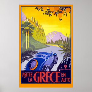 Ursnygg vintage resoraffisch av Grekland Poster