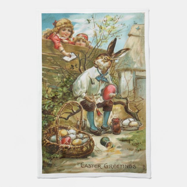 Ursnygga ägg för kökshanddukpåskharemålning kökshandduk (Vertikal)