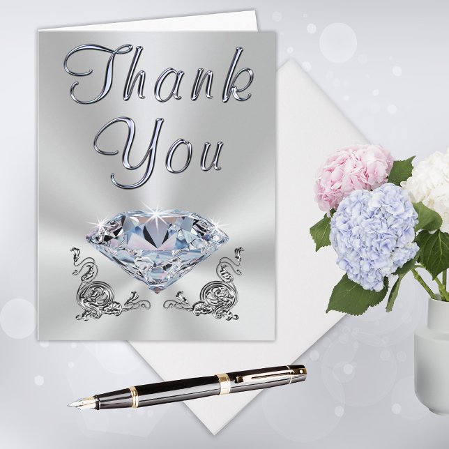 Ursnygga diamantbrölloptackkortkort tack kort (Wedding, Birthday or Anniversary Thank You Cards. )