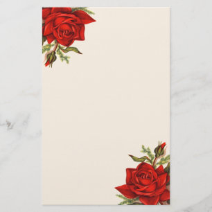 Ursnygga eleganta vintageröd ros brevpapper