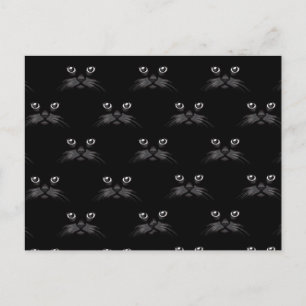 Ursnyggt Retro svart kattkattdjurmönster Vykort