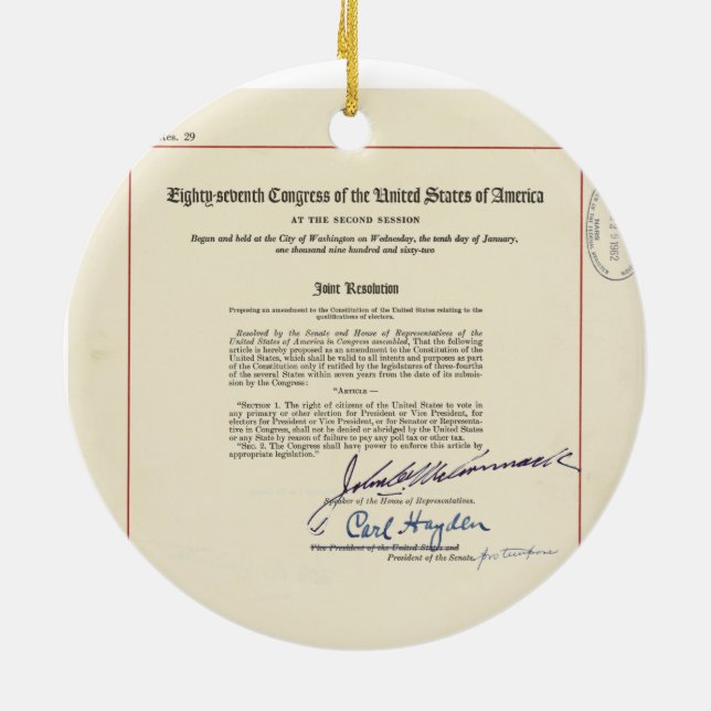 URSPRUNGLIG 24:e ändring av Förenta staternas kons Julgransprydnad Keramik (Baksidan)