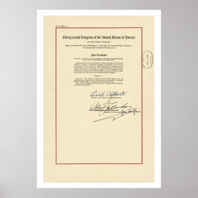 URSPRUNGLIG 26:e ändring av Förenta staternas kons Poster (Framsidan)