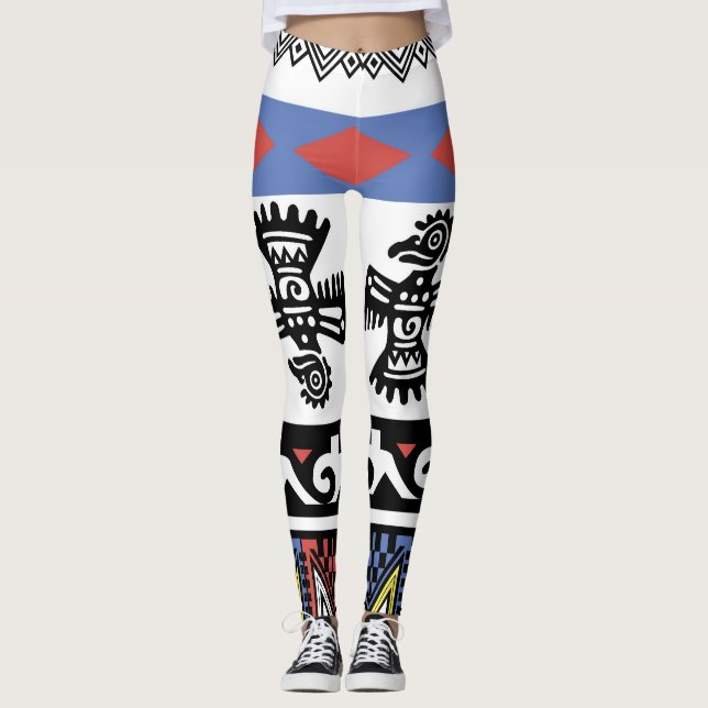 Ursprunglig amerikansk etnisk illustration leggings (Framsida)