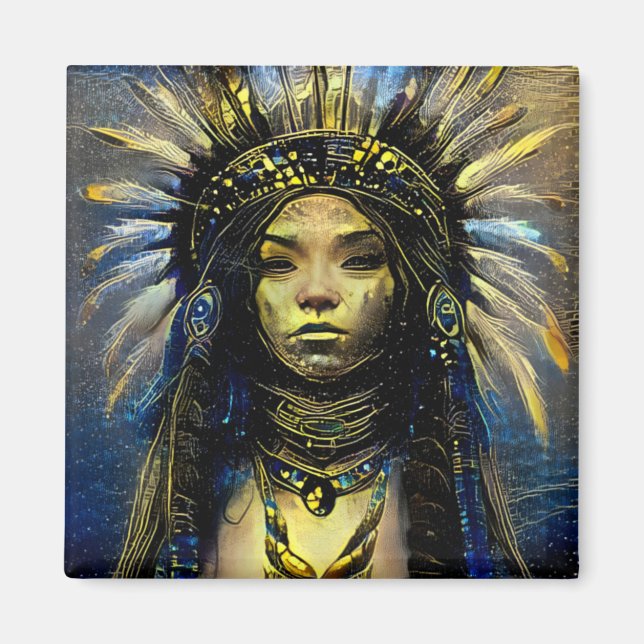 Ursprunglig amerikansk-Guld Feather Magnet (Framsidan)