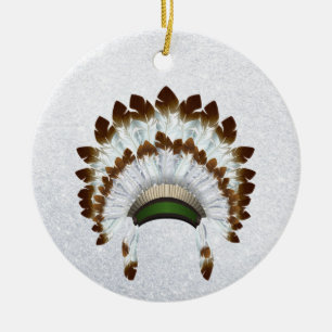 Ursprunglig amerikansk headdress-ornament julgransprydnad keramik